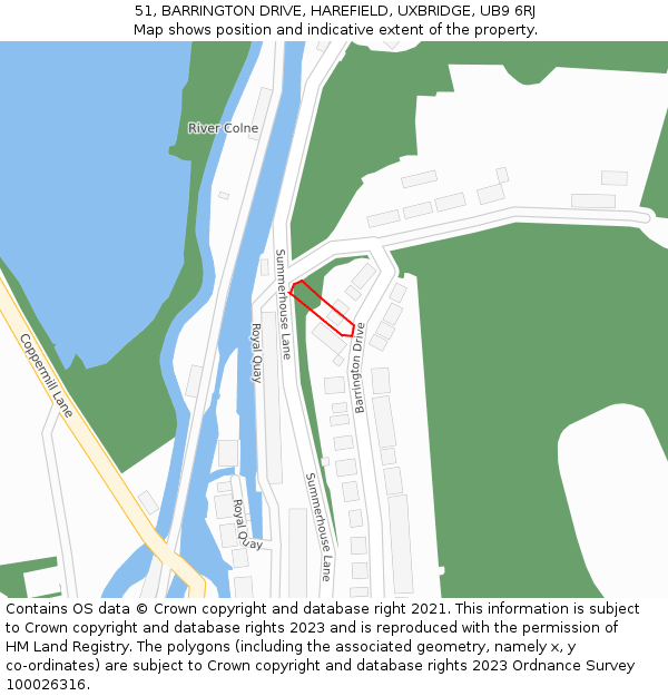 51, BARRINGTON DRIVE, HAREFIELD, UXBRIDGE, UB9 6RJ: Location map and indicative extent of plot
