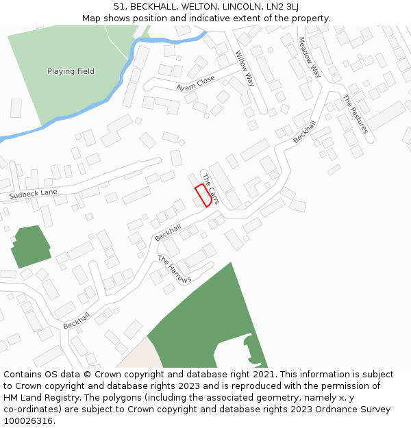 51, BECKHALL, WELTON, LINCOLN, LN2 3LJ: Location map and indicative extent of plot