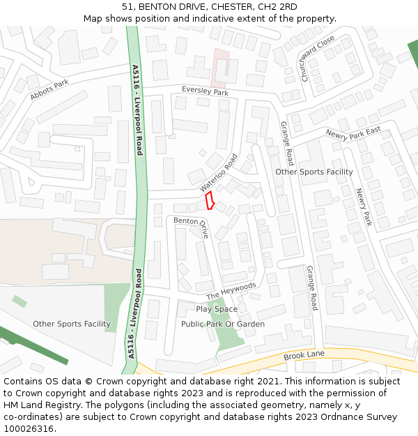 51, BENTON DRIVE, CHESTER, CH2 2RD: Location map and indicative extent of plot