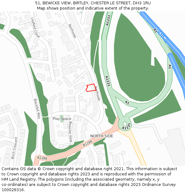 51, BEWICKE VIEW, BIRTLEY, CHESTER LE STREET, DH3 1RU: Location map and indicative extent of plot