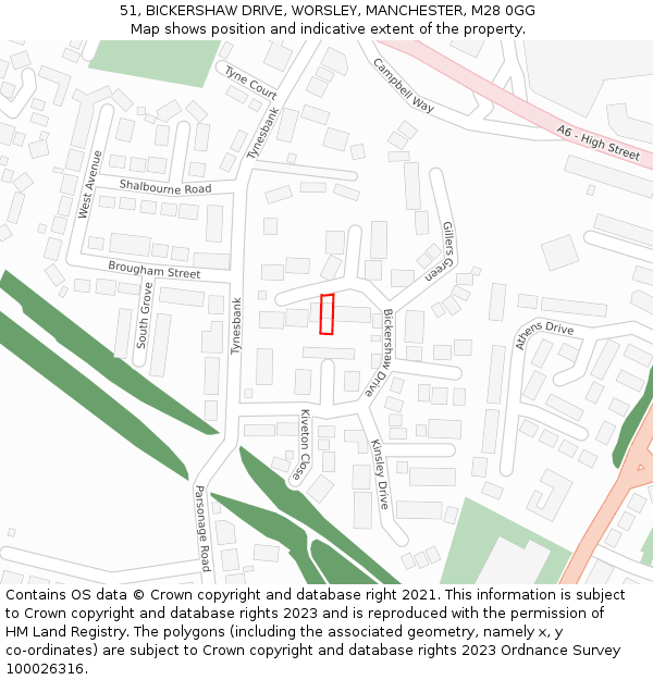 51, BICKERSHAW DRIVE, WORSLEY, MANCHESTER, M28 0GG: Location map and indicative extent of plot