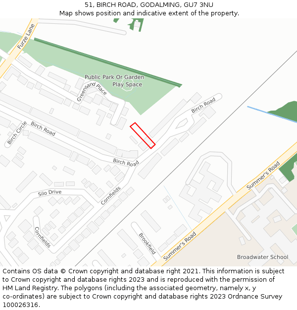 51, BIRCH ROAD, GODALMING, GU7 3NU: Location map and indicative extent of plot
