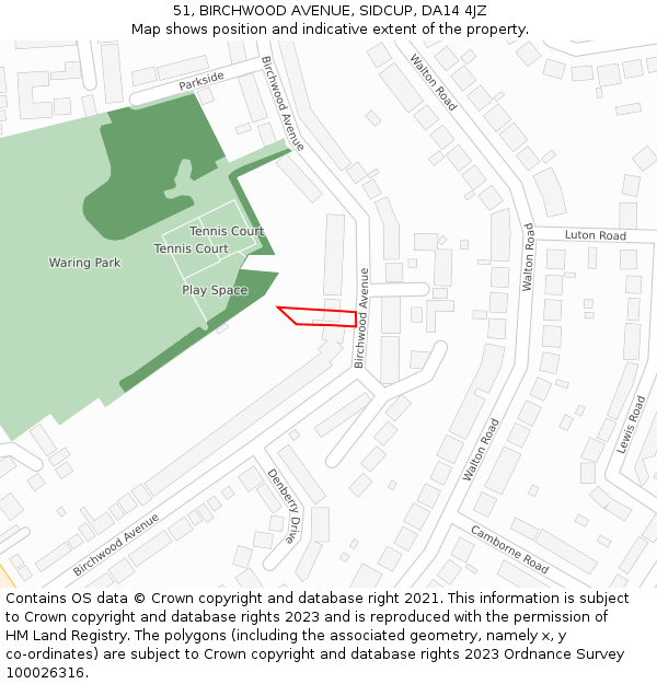51, BIRCHWOOD AVENUE, SIDCUP, DA14 4JZ: Location map and indicative extent of plot