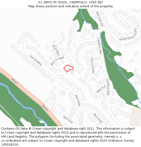 51, BRYN YR YSGOL, CAERPHILLY, CF83 2BY: Location map and indicative extent of plot