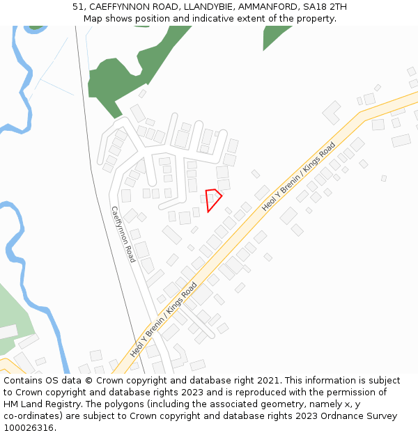 51, CAEFFYNNON ROAD, LLANDYBIE, AMMANFORD, SA18 2TH: Location map and indicative extent of plot