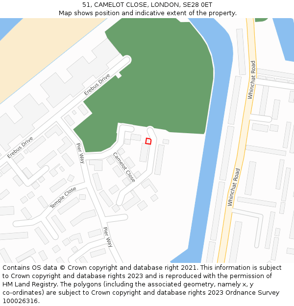51, CAMELOT CLOSE, LONDON, SE28 0ET: Location map and indicative extent of plot