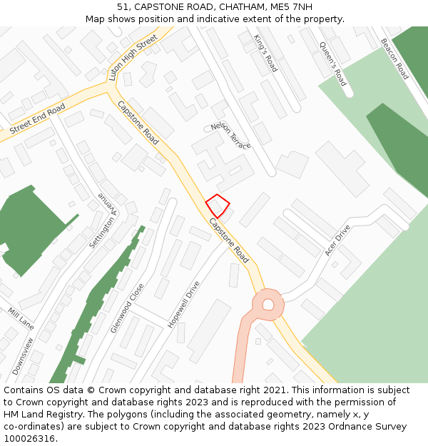 51, CAPSTONE ROAD, CHATHAM, ME5 7NH: Location map and indicative extent of plot