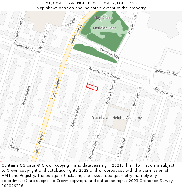 51, CAVELL AVENUE, PEACEHAVEN, BN10 7NR: Location map and indicative extent of plot