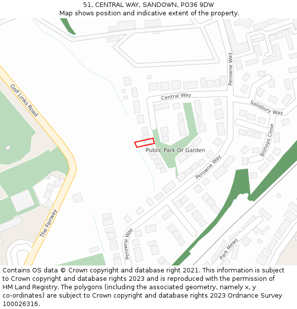 51, CENTRAL WAY, SANDOWN, PO36 9DW: Location map and indicative extent of plot