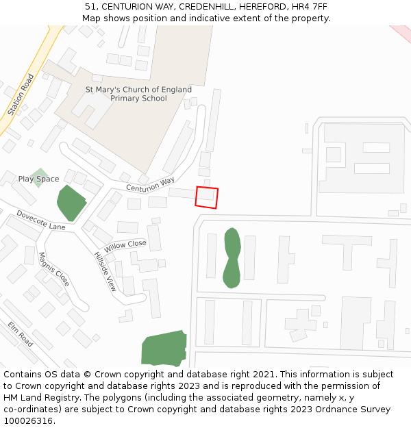 51, CENTURION WAY, CREDENHILL, HEREFORD, HR4 7FF: Location map and indicative extent of plot