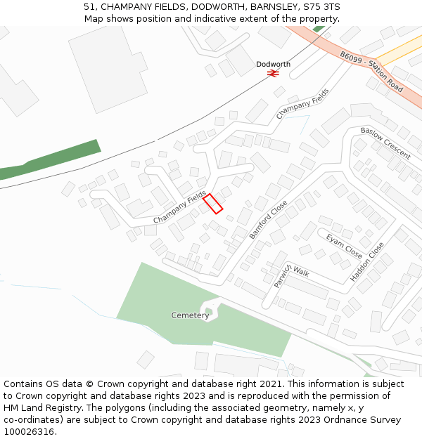 51, CHAMPANY FIELDS, DODWORTH, BARNSLEY, S75 3TS: Location map and indicative extent of plot
