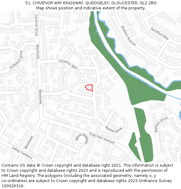 51, CHIVENOR WAY KINGSWAY, QUEDGELEY, GLOUCESTER, GL2 2BG: Location map and indicative extent of plot