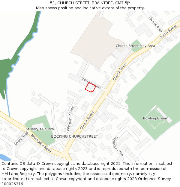 51, CHURCH STREET, BRAINTREE, CM7 5JY: Location map and indicative extent of plot