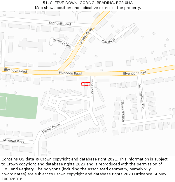 51, CLEEVE DOWN, GORING, READING, RG8 0HA: Location map and indicative extent of plot