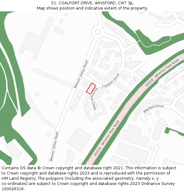 51, COALPORT DRIVE, WINSFORD, CW7 3JL: Location map and indicative extent of plot