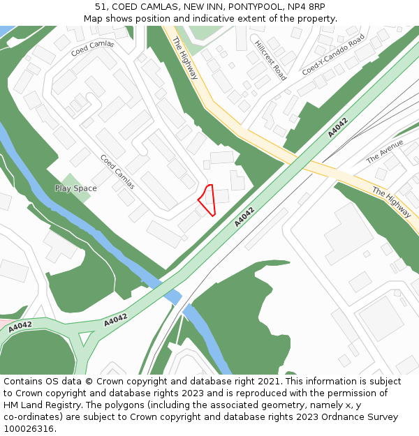 51, COED CAMLAS, NEW INN, PONTYPOOL, NP4 8RP: Location map and indicative extent of plot