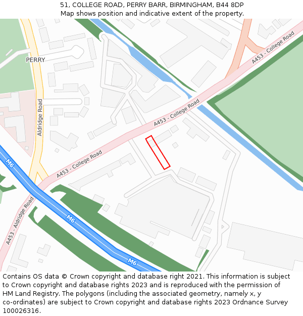 51, COLLEGE ROAD, PERRY BARR, BIRMINGHAM, B44 8DP: Location map and indicative extent of plot