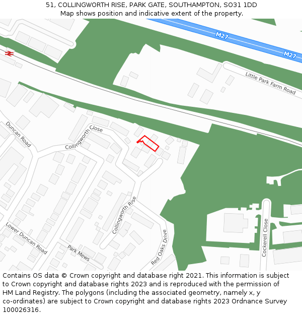 51, COLLINGWORTH RISE, PARK GATE, SOUTHAMPTON, SO31 1DD: Location map and indicative extent of plot