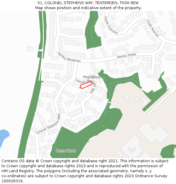 51, COLONEL STEPHENS WAY, TENTERDEN, TN30 6EW: Location map and indicative extent of plot