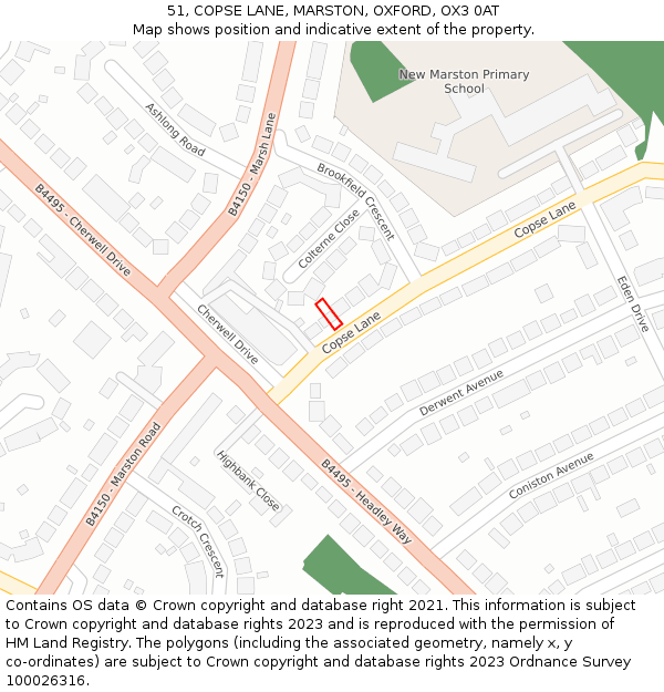 51, COPSE LANE, MARSTON, OXFORD, OX3 0AT: Location map and indicative extent of plot