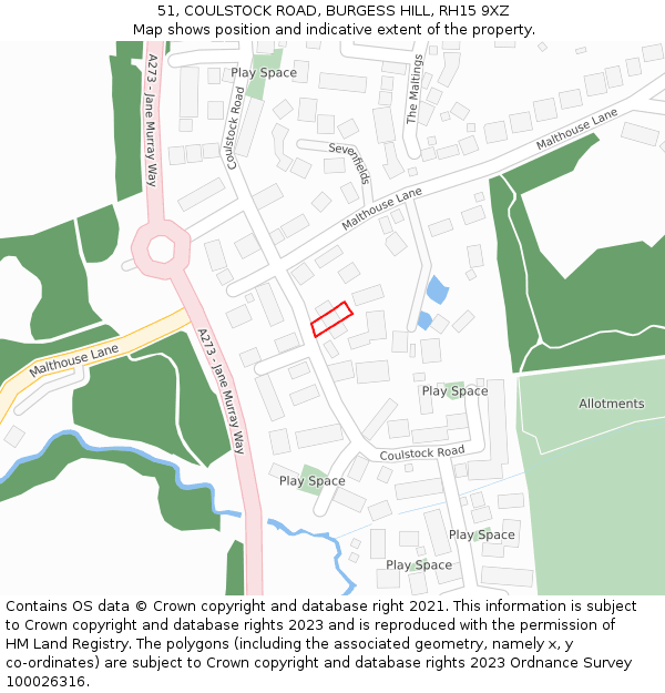 51, COULSTOCK ROAD, BURGESS HILL, RH15 9XZ: Location map and indicative extent of plot