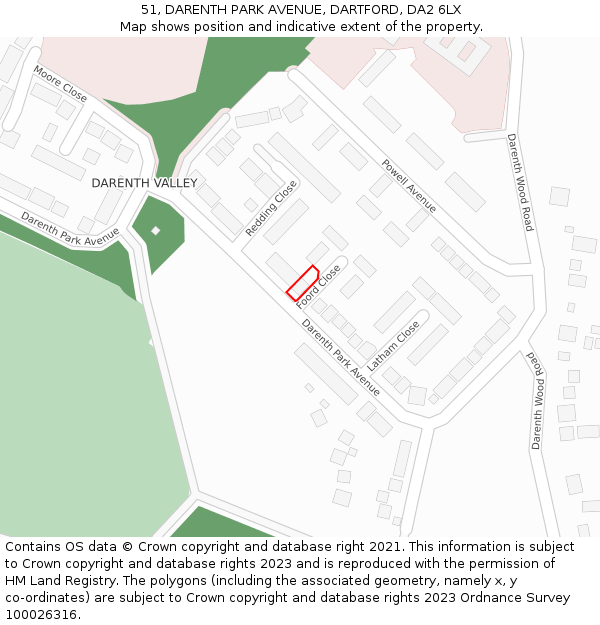 51, DARENTH PARK AVENUE, DARTFORD, DA2 6LX: Location map and indicative extent of plot