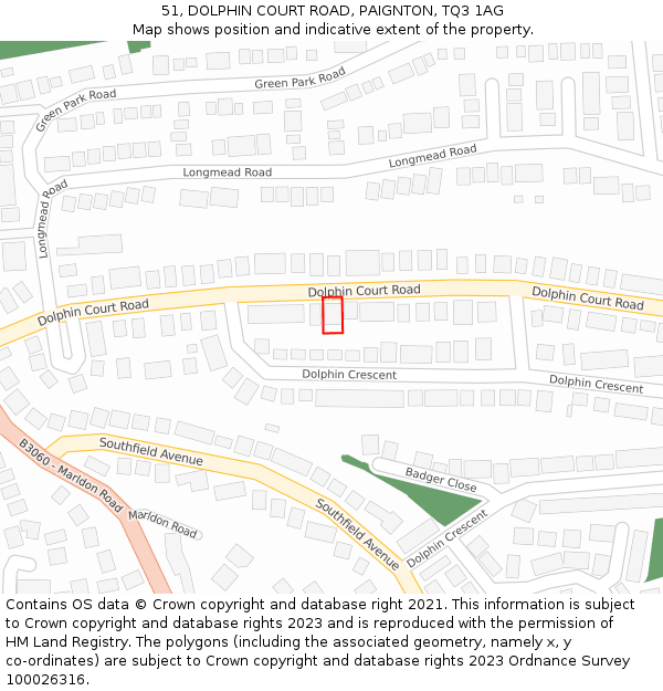 51, DOLPHIN COURT ROAD, PAIGNTON, TQ3 1AG: Location map and indicative extent of plot