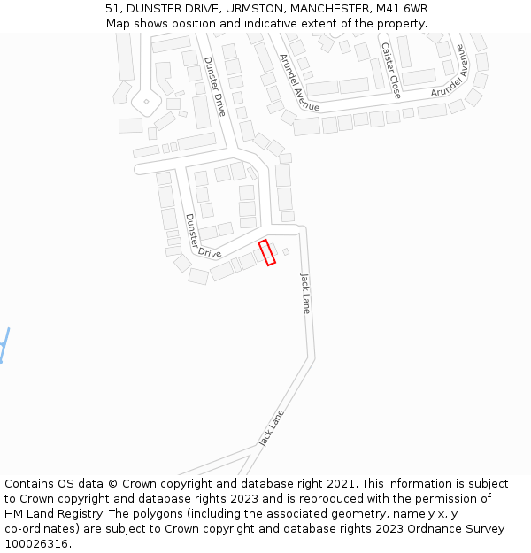 51, DUNSTER DRIVE, URMSTON, MANCHESTER, M41 6WR: Location map and indicative extent of plot