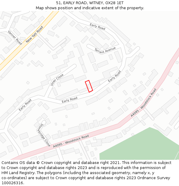 51, EARLY ROAD, WITNEY, OX28 1ET: Location map and indicative extent of plot