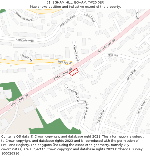 51, EGHAM HILL, EGHAM, TW20 0ER: Location map and indicative extent of plot