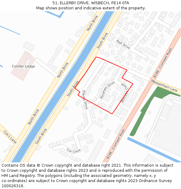 51, ELLERBY DRIVE, WISBECH, PE14 0TA: Location map and indicative extent of plot