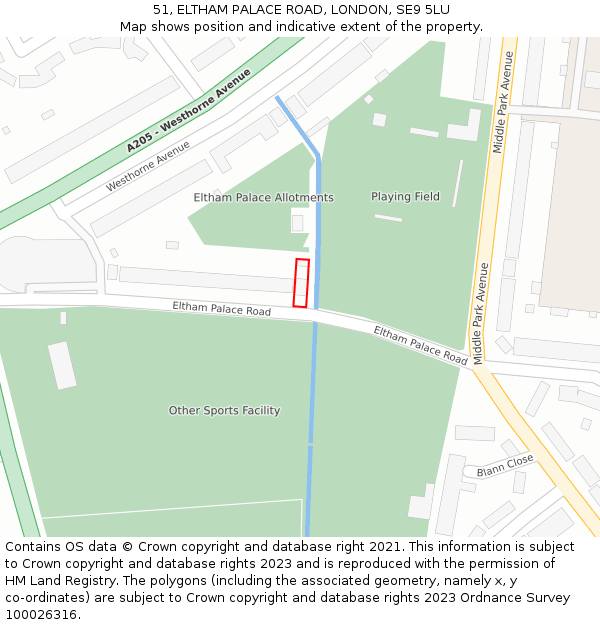 51, ELTHAM PALACE ROAD, LONDON, SE9 5LU: Location map and indicative extent of plot