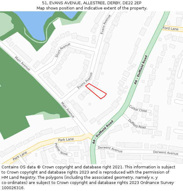 51, EVANS AVENUE, ALLESTREE, DERBY, DE22 2EP: Location map and indicative extent of plot