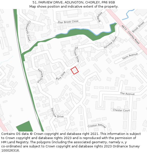 51, FAIRVIEW DRIVE, ADLINGTON, CHORLEY, PR6 9SB: Location map and indicative extent of plot