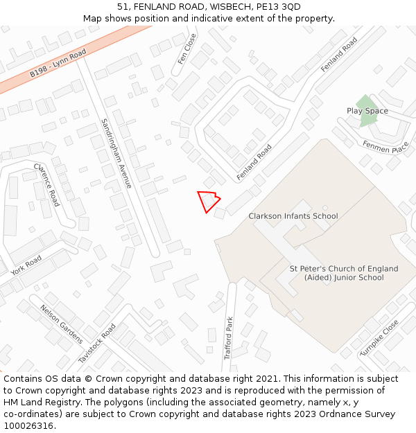 51, FENLAND ROAD, WISBECH, PE13 3QD: Location map and indicative extent of plot