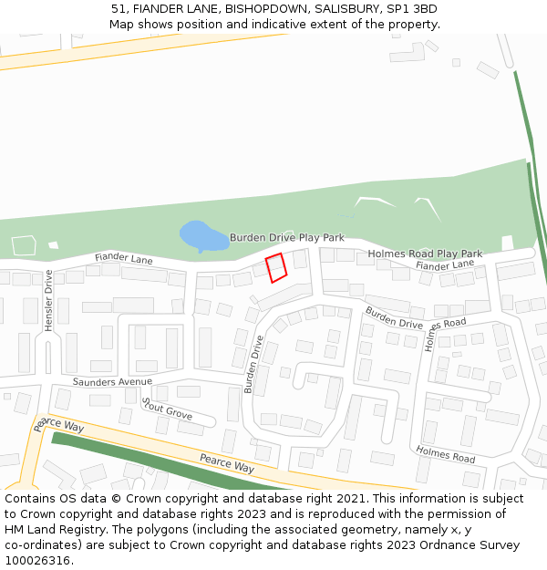 51, FIANDER LANE, BISHOPDOWN, SALISBURY, SP1 3BD: Location map and indicative extent of plot
