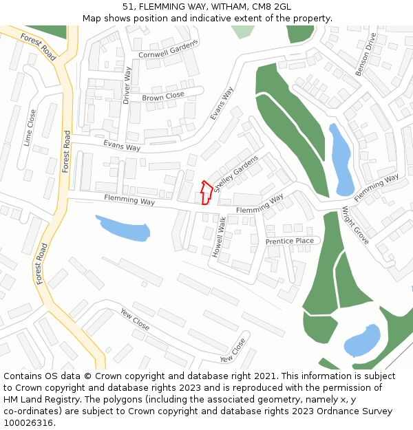 51, FLEMMING WAY, WITHAM, CM8 2GL: Location map and indicative extent of plot