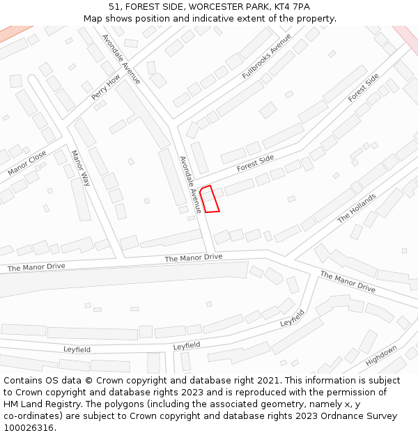 51, FOREST SIDE, WORCESTER PARK, KT4 7PA: Location map and indicative extent of plot