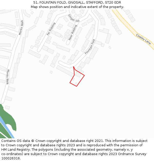 51, FOUNTAIN FOLD, GNOSALL, STAFFORD, ST20 0DR: Location map and indicative extent of plot