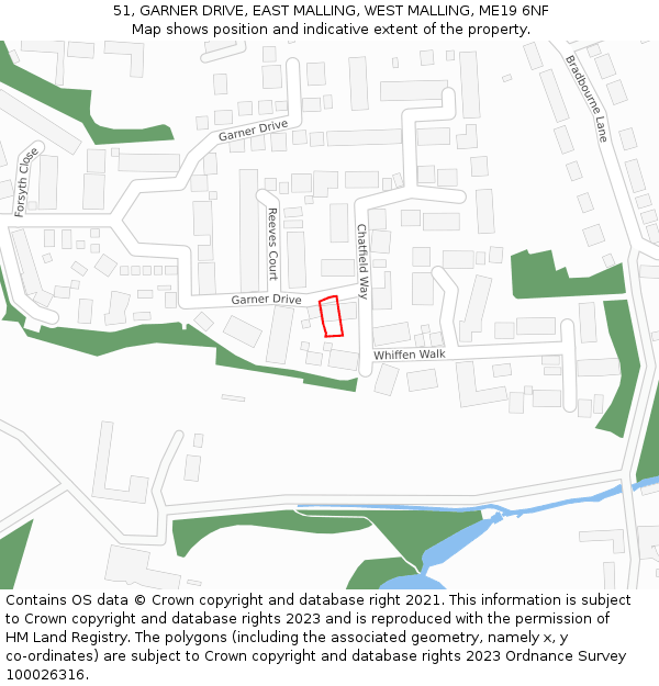51, GARNER DRIVE, EAST MALLING, WEST MALLING, ME19 6NF: Location map and indicative extent of plot