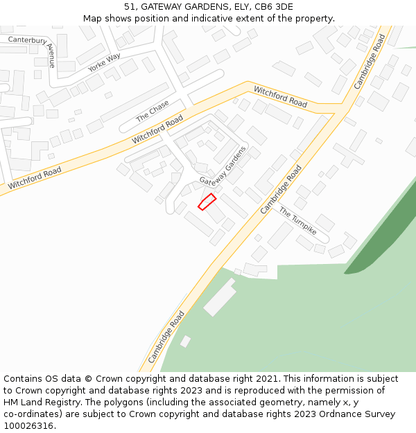 51, GATEWAY GARDENS, ELY, CB6 3DE: Location map and indicative extent of plot