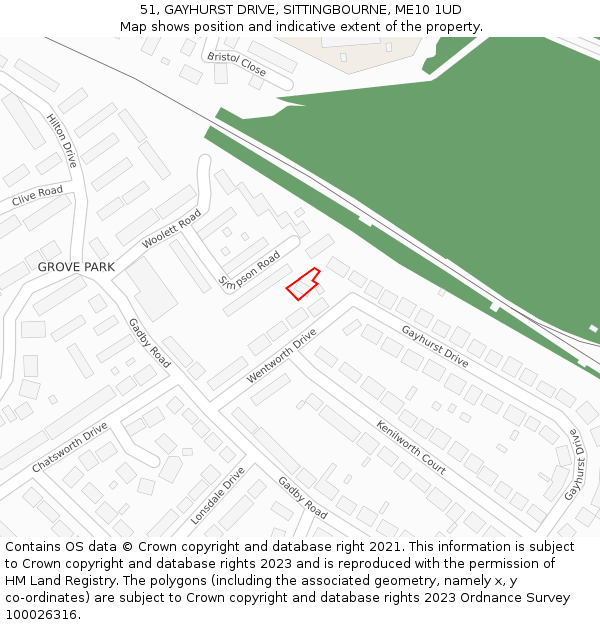 51, GAYHURST DRIVE, SITTINGBOURNE, ME10 1UD: Location map and indicative extent of plot