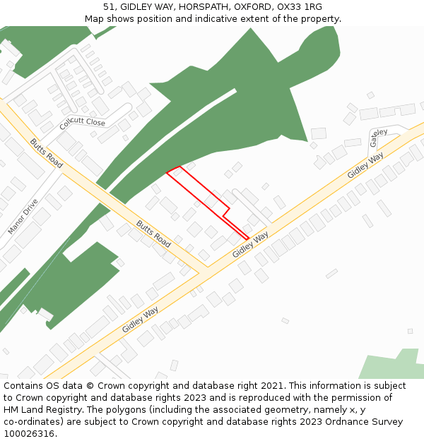 51, GIDLEY WAY, HORSPATH, OXFORD, OX33 1RG: Location map and indicative extent of plot