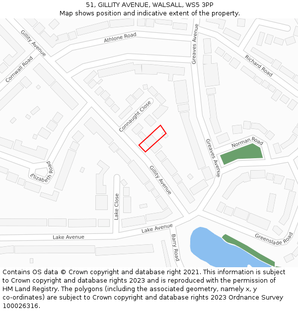 51, GILLITY AVENUE, WALSALL, WS5 3PP: Location map and indicative extent of plot