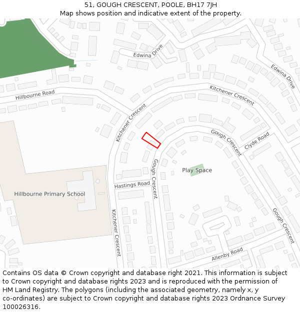 51, GOUGH CRESCENT, POOLE, BH17 7JH: Location map and indicative extent of plot