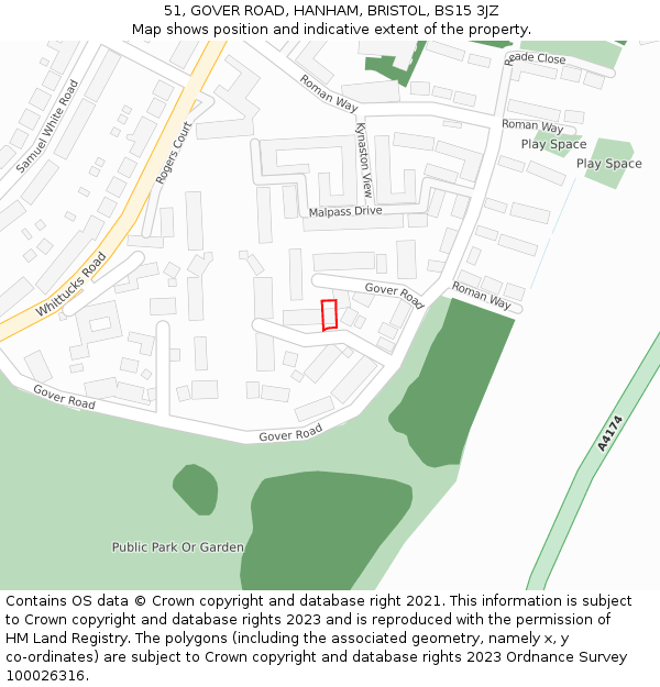 51, GOVER ROAD, HANHAM, BRISTOL, BS15 3JZ: Location map and indicative extent of plot