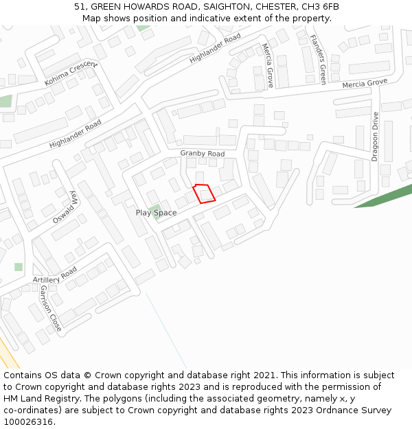 51, GREEN HOWARDS ROAD, SAIGHTON, CHESTER, CH3 6FB: Location map and indicative extent of plot