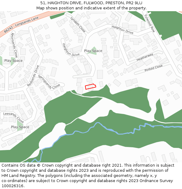 51, HAIGHTON DRIVE, FULWOOD, PRESTON, PR2 9LU: Location map and indicative extent of plot