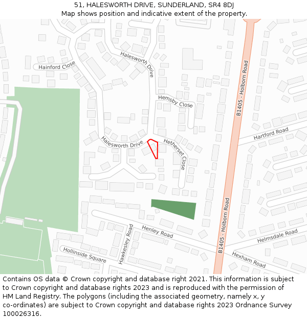 51, HALESWORTH DRIVE, SUNDERLAND, SR4 8DJ: Location map and indicative extent of plot