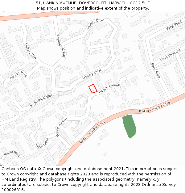 51, HANKIN AVENUE, DOVERCOURT, HARWICH, CO12 5HE: Location map and indicative extent of plot